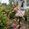 Decorative Yard Ornaments for Gardens Fairy Sprinkling Magic Dust Solar Garden Light, Outdoor Front Pathway Decorations Statue with LED Light String,