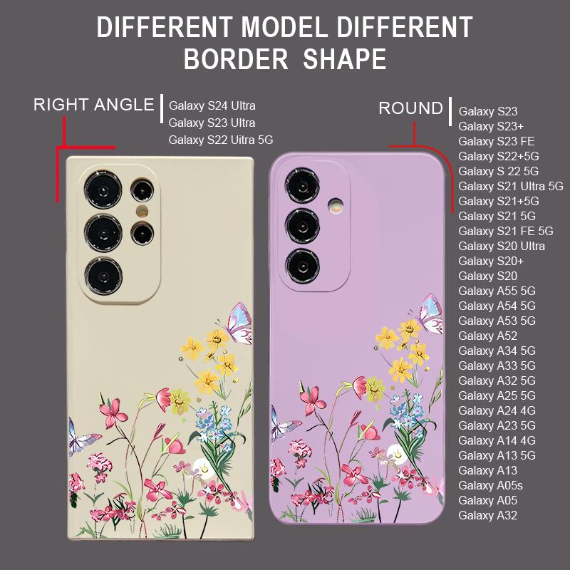 Soft TPU Case For Samsung Galaxy S24 S23 S25 FE S25 S22 Ultra A17 A56 A16 A55 A25 A15 A36 A35 A54 5G Small Flower Pattern Cover