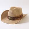 Beliebter europäischer und amerikanischer klassischer Strohgeflecht Western-Cowboyhut für Herren und Damen Outdoor-Mode OL-Stil Geflochtener Zylinder