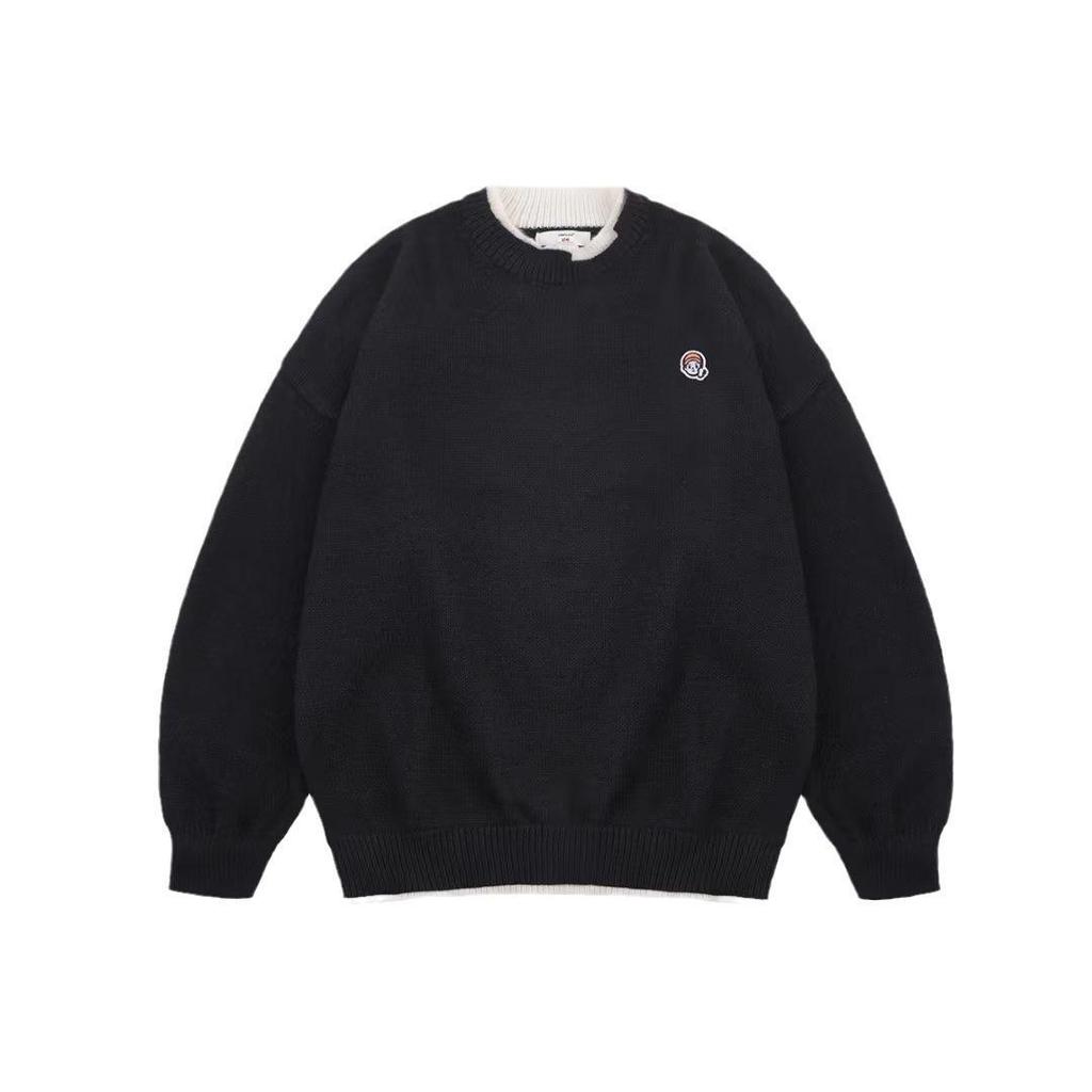 Men's Versatile Japanese-Style Two-Piece Look Sweater—Classic, Loose-Fit Round Neck Pullover