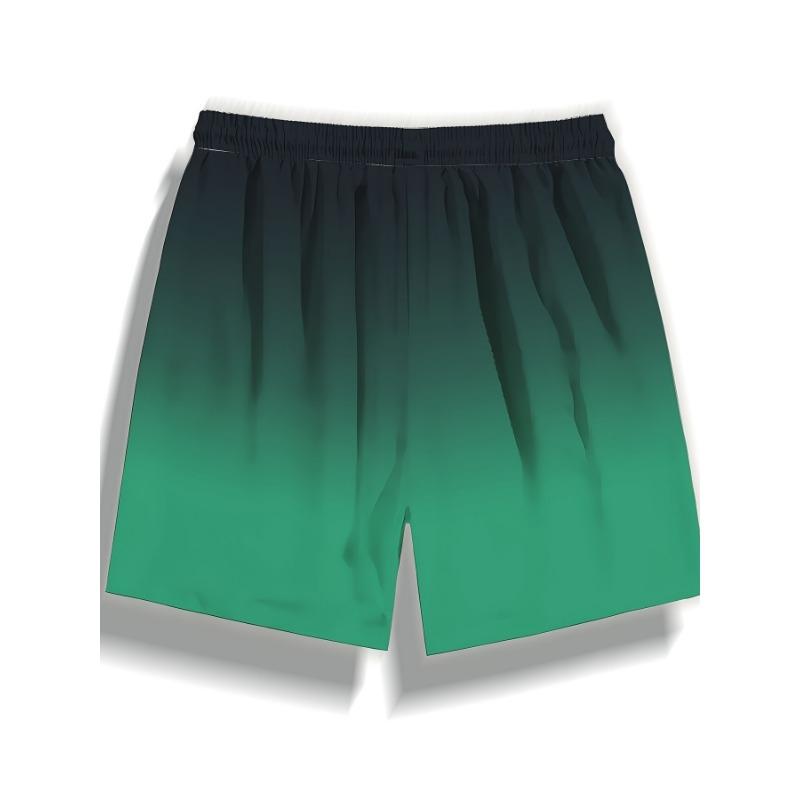 Gradient print men's casual fashion sports shorts loose and comfortable gym men's swimwear beach shorts