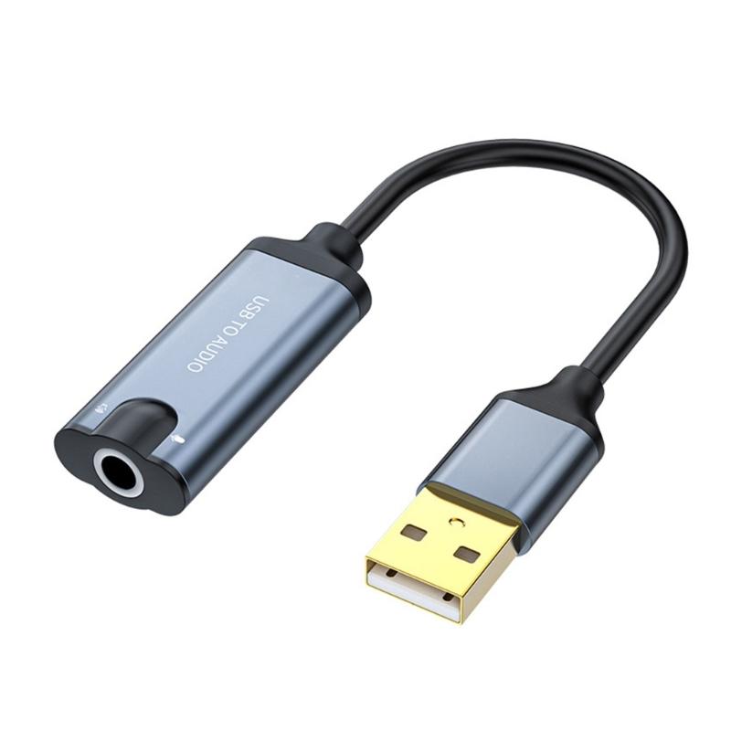 USB Sound Adapter External Stereo Sound Card with 3.5mm Headphone Microphone Port Suitable for PC Mobile Phone Laptop