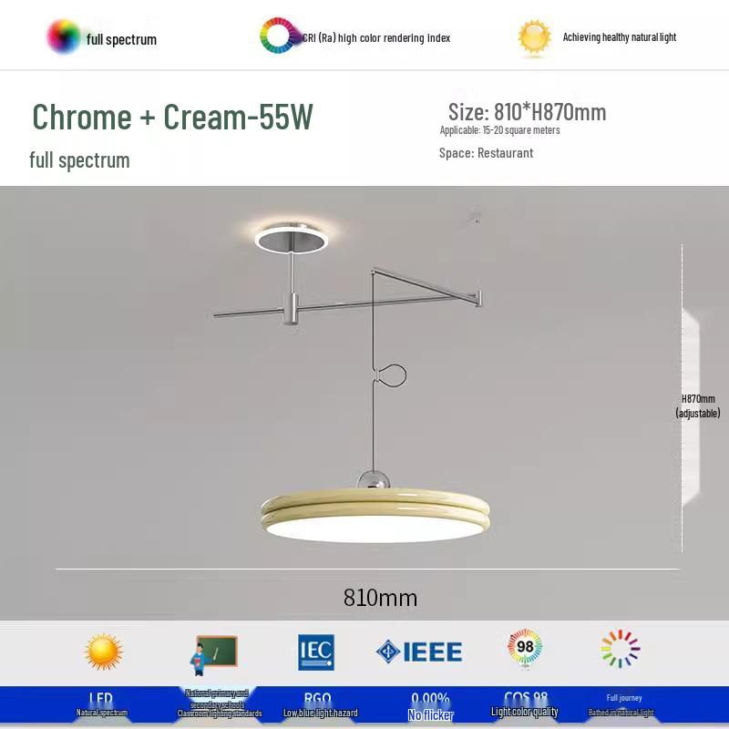 Modern UFO Chandelier: Adjustable Dining Room Light with Full Spectrum Eye Protection