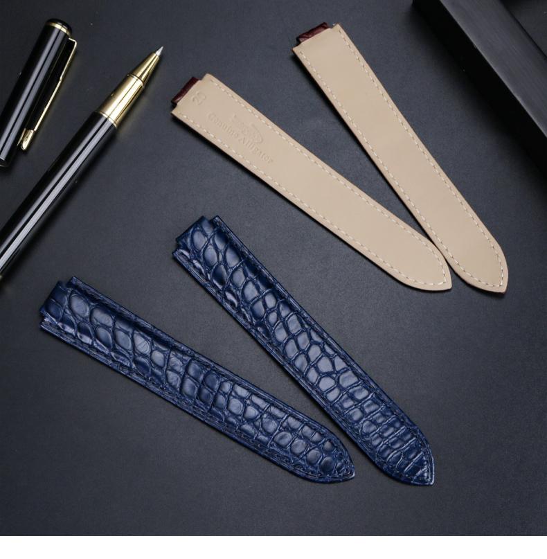 16 18 20 22m For Cartier blue balloon leather watchband Blue crocodile skin convex men women Folding buckle watch strap bracelet