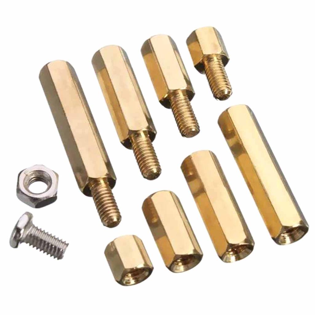120PCS Nut Screws H ex Brass Spacer Assortment Kit Set Box Design M 3 Male Female Standoffs for P CB Board R epairing
