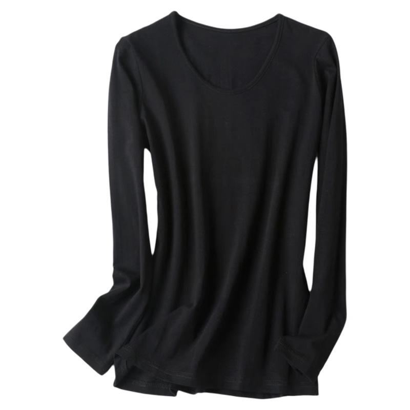 

Женский трикотажный осенний пижамный комплект из шелка тутового дерева и хлопка: Фланелевая рубашка и брюки с круглым вырезом 3XL (135-150 jin)