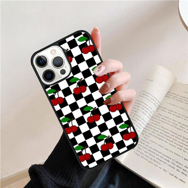 Checkered Sunflower Rose Design Cover For iPhone 17 Air 15 16 14 13 12 Pro Max 11 Pro Max Plus Phone Case Coque