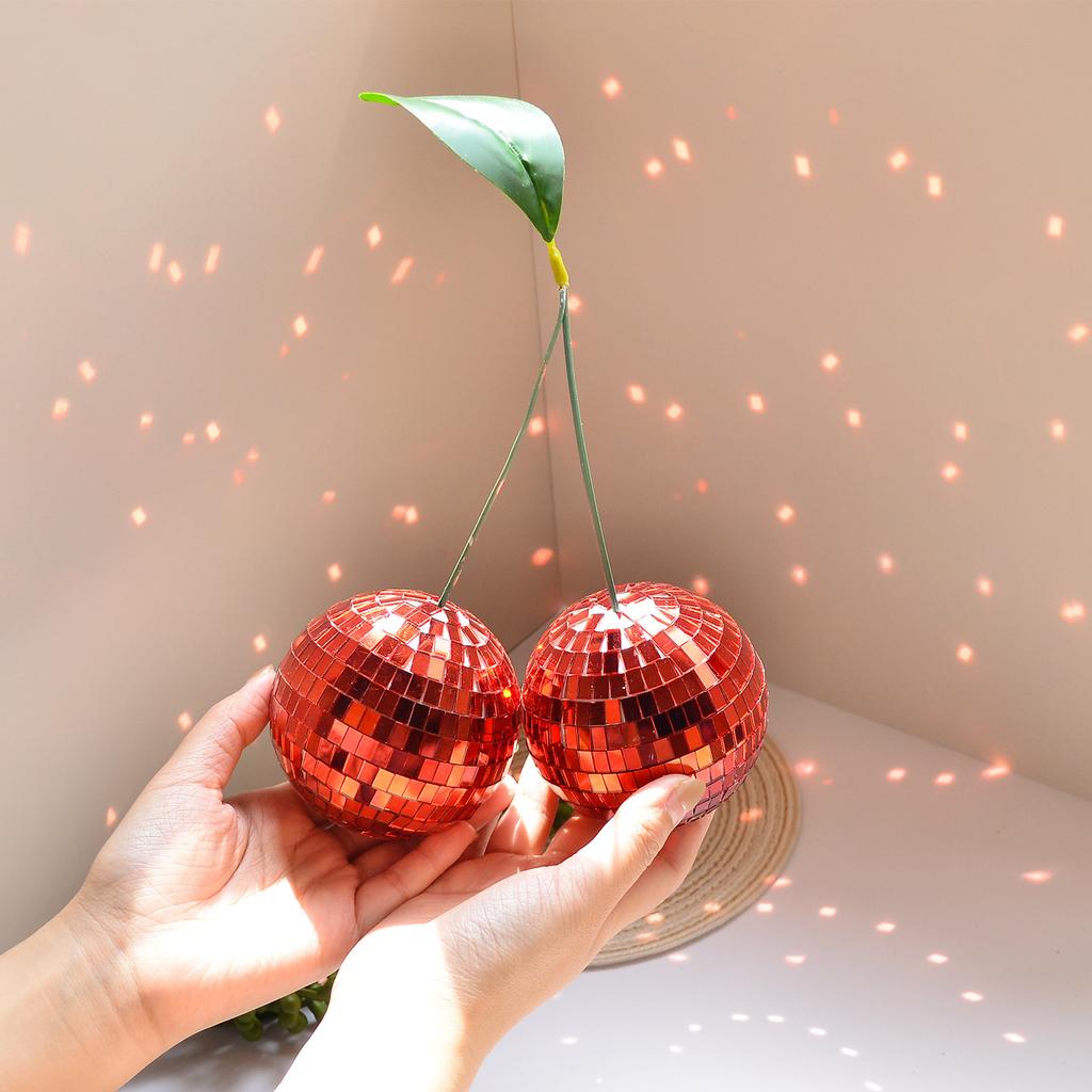 Stage Party Atmosphere Decorative Balls Exquisite Cherry Disco Balls Mirror Glass Emulates Cherry Disco Balls Handmade Glitter