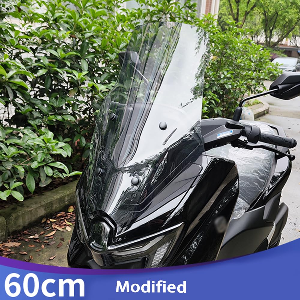 FOR 2025 NMAX155 Nmax 155 Improved High Window Windshield NMAX Windshield Accessory (23.6 Inches (60 Cm) + Modified + Transparent