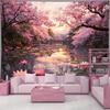 2D Spring Garden Tapestry, Colorful Flowers & Butterflies Wall Hanging