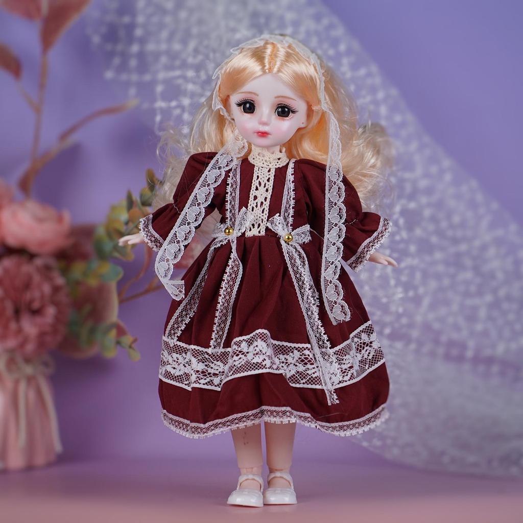 30cm Princess Doll Gift Set with Replaceable Clothes and Play House