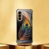 Peacock Feather Electroplated Glass Phone Case Suitable for Samsung Galaxy S26 S25 S24 S23 S22 S20 FE/Ultra/Plus Anti Fall