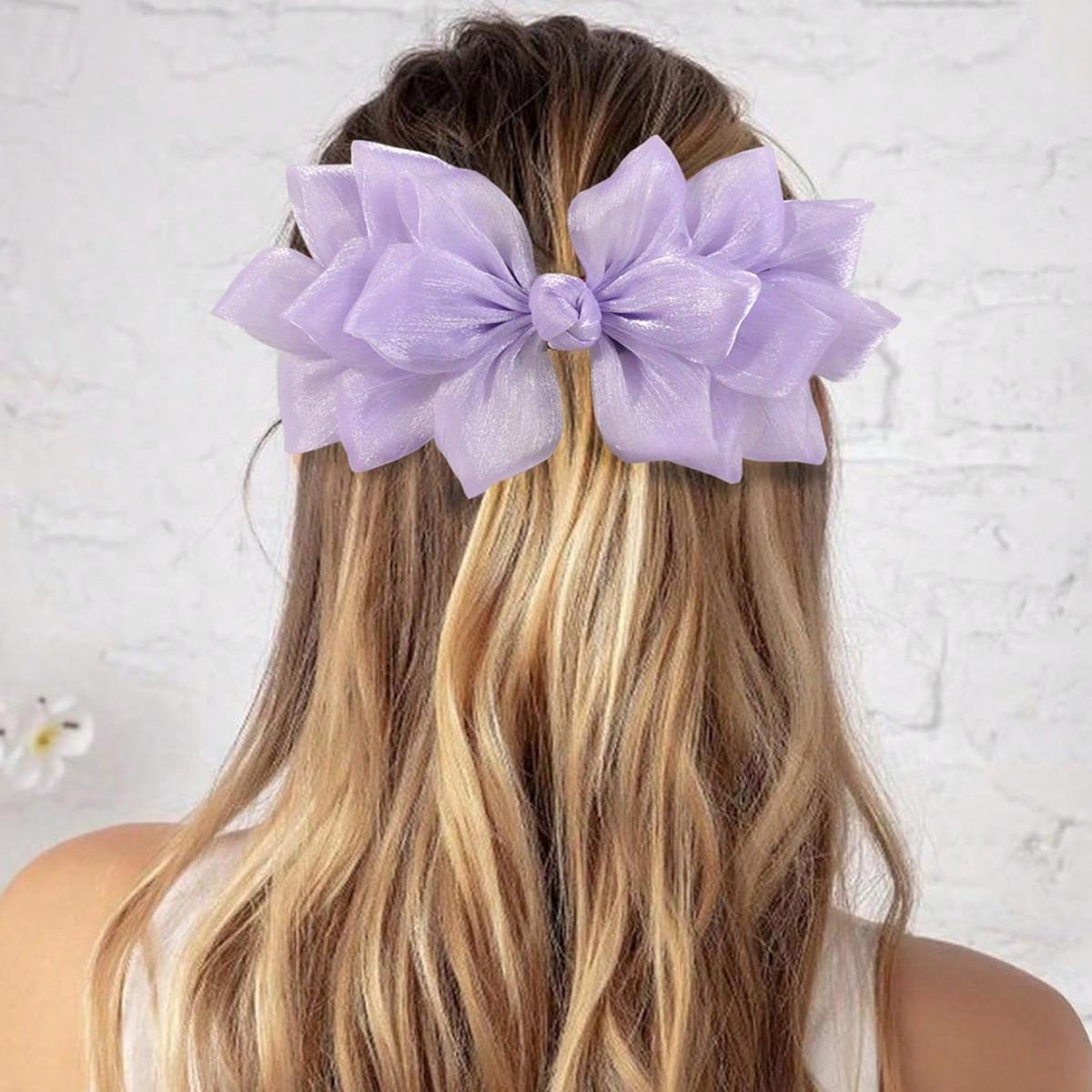 

Sweet and Elegant Fairy-Like Girl Bow Hair Clip, Spring Clip for the Back of the Head, Half-Tied Clip, Women s Hair Accessory Suitab світло-фіолетового кольору