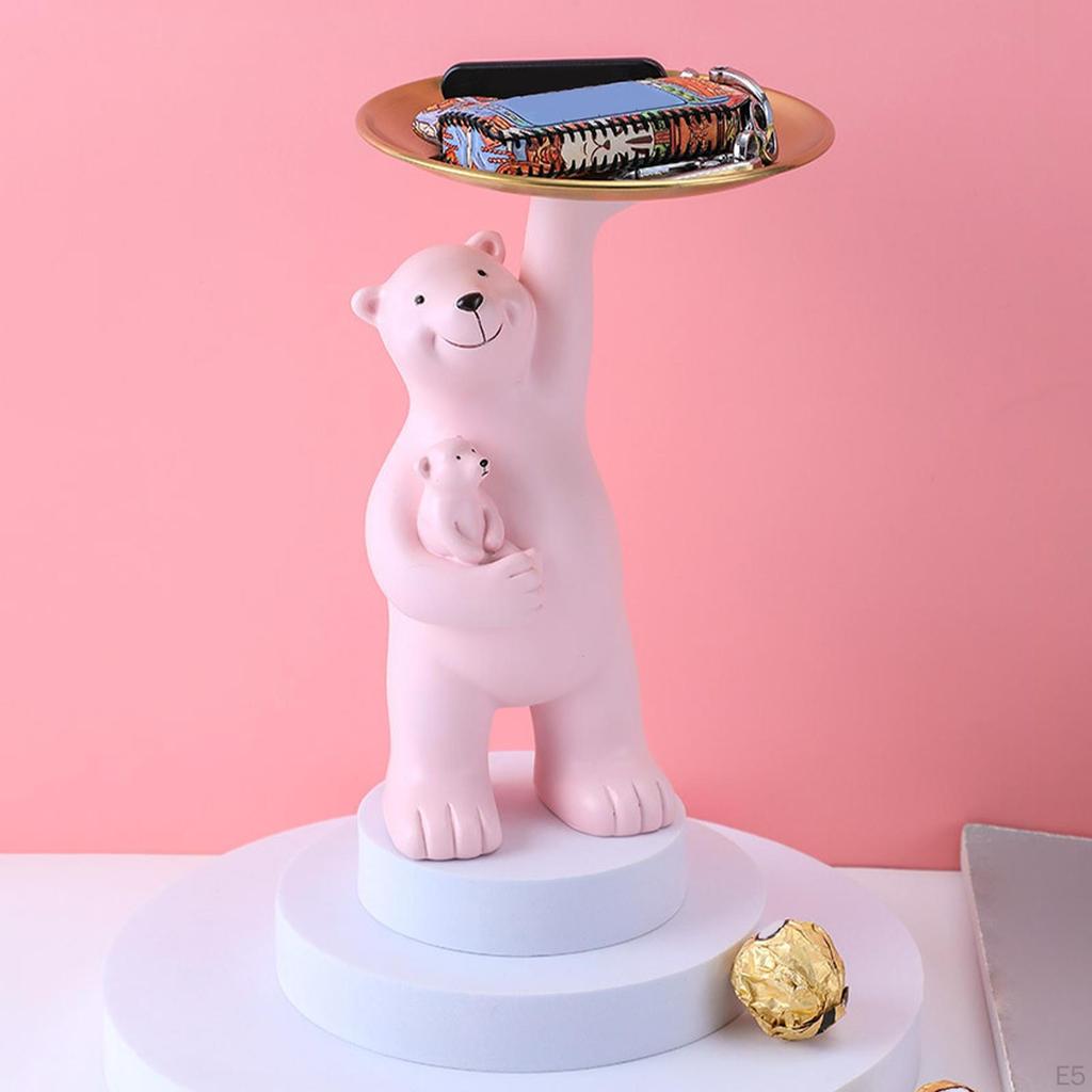 Adorable -Child Bear Figurine Dessert Snacks Organizer Tray Holder Jewelry Lounge Bedroom