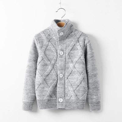 Children's High Neck Wool Cardigan - Warm Knitted Sweater for Autumn/Winter, Sizes 2-11 Years