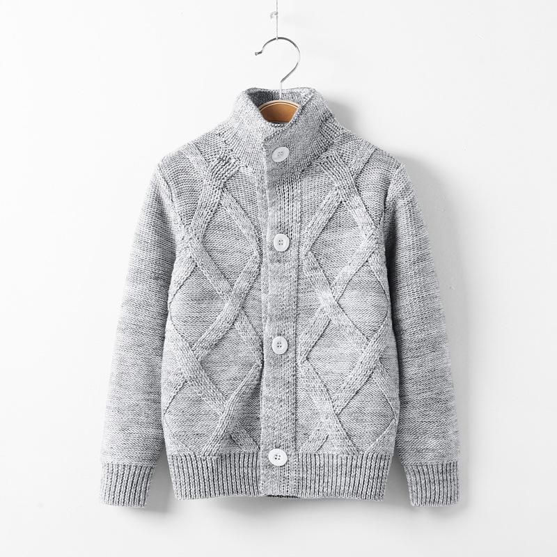 Children's High Neck Wool Cardigan - Warm Knitted Sweater for Autumn/Winter, Sizes 2-11 Years