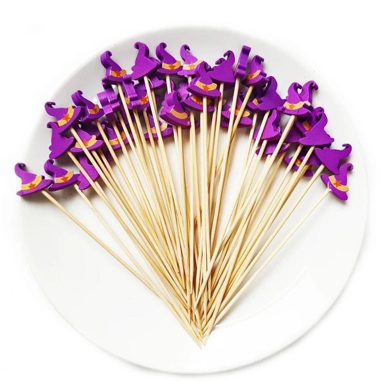 12CM Christmas Halloween Disposable Bamboo Fruit Sticks Snowflake Christmas Tree Santa Claus Fruit Sticks Christmas Decorations