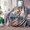 1PC Stained glass art of saint Faith-printed Flannel Blanket Soft and Warm Suitable for Home Travel Picnics Camping and RV Use