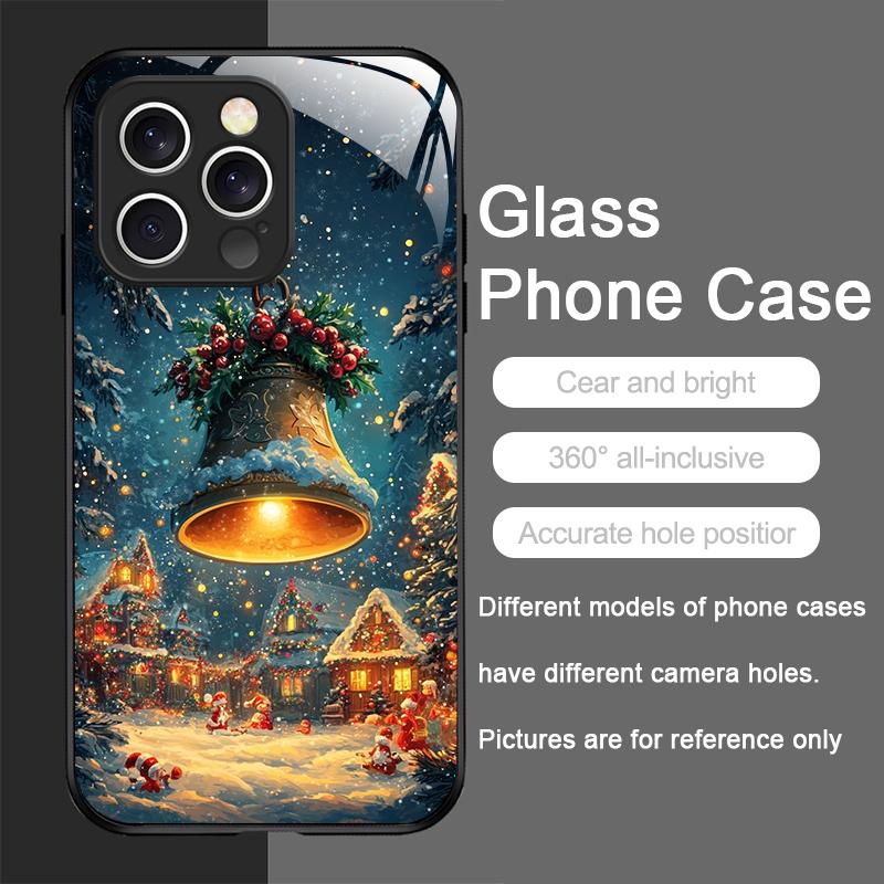 Tempered Glass Phone Case for IPhone 16 Pro Max 15 14 13 12 Mini 11 Pro XS XR 7 8 Plus Cover Merry Christmas Tree New Year Gifts