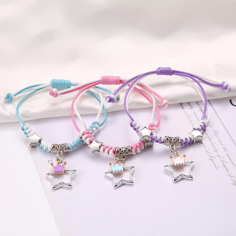 Student Girlfriend's Korean-Style Simple Cute Friendship Woven Bracelet Set - Handmade, Colorful, Three-Piece Rope