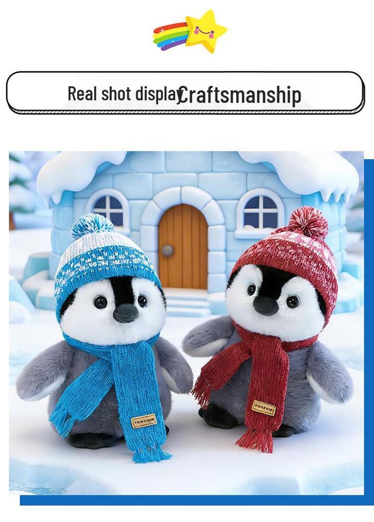 Children's Penguin Doll Companion - Cute Plush Toy & Soothing Gift with Scarf and Hat