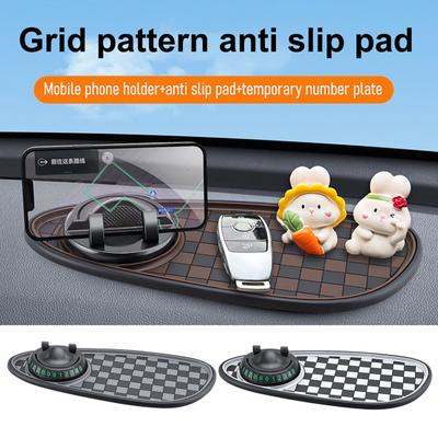 Car Anti Slip Pad Car Phone Holder with Night Glow Number Display Rotatable Dashboard Mount for Most Cars