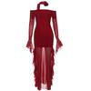 Autumn Women's Solid Color Slim-fit Fashion One-line Collar Long-sleeved Slit Dress