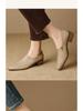Women's Apricot Pointed-Toe Slip-On Chunky Mid-Heel Shoes