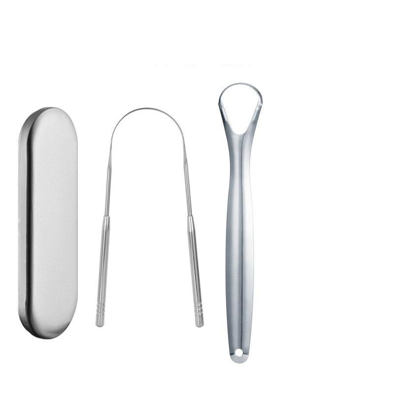 Stainless Steel Tongue Scraper Oral Cleaning Tool Professional Tongue Coating Remover Reusable Fresh Breath Hygiene Gadget