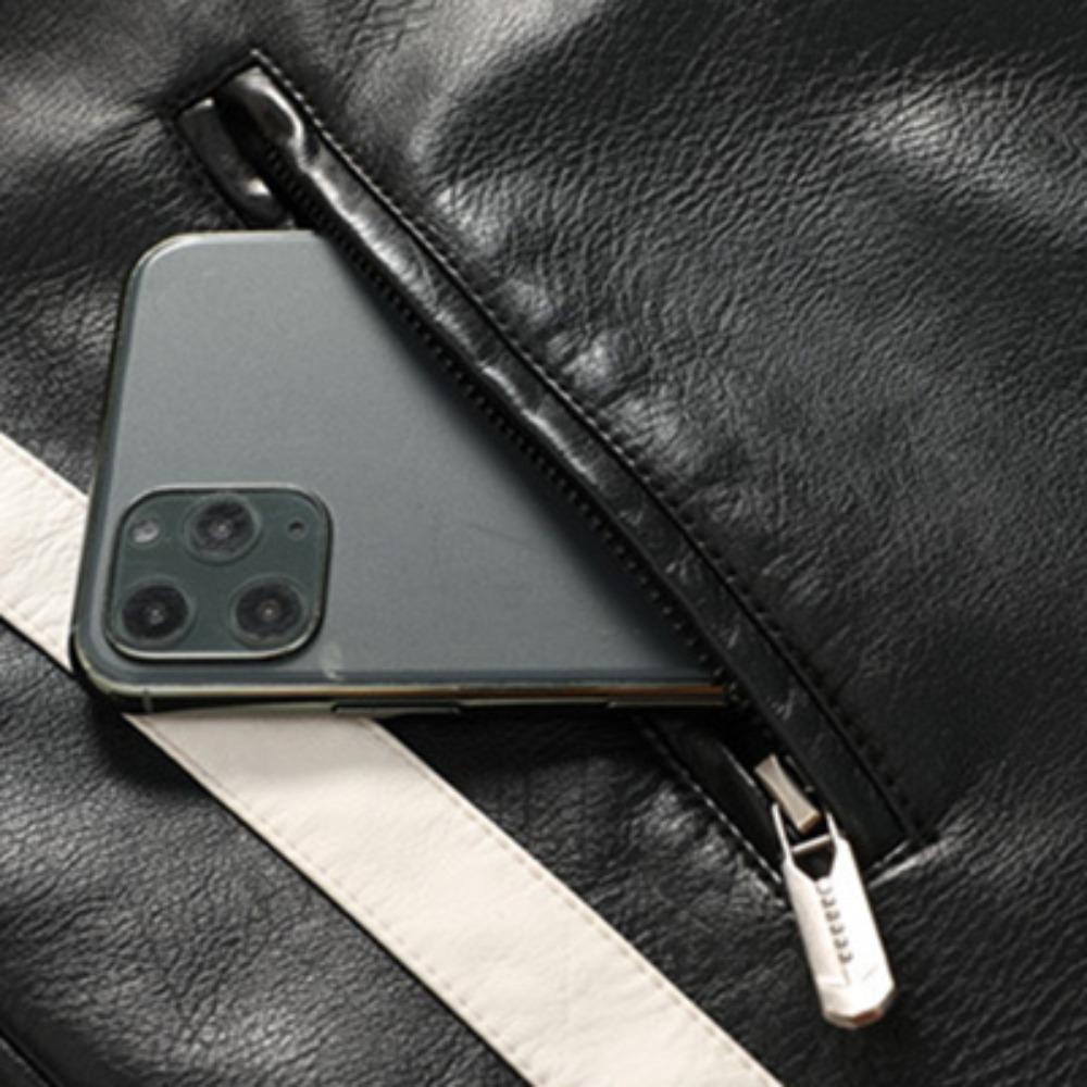 Autumn Winter Fleece Men's Motorcycle Leather Jacket Embroidery Racing Coat Windbreaker Outwear Faux Leather Biker Jacket