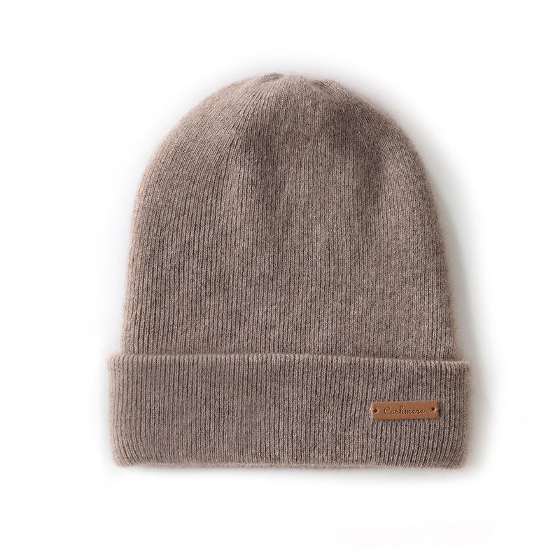 Autumn and Winter Cashmere Hat Unisex Double Layer Thickened Cashmere Hat Bag Head Knitted Wool Hat Cold Hat