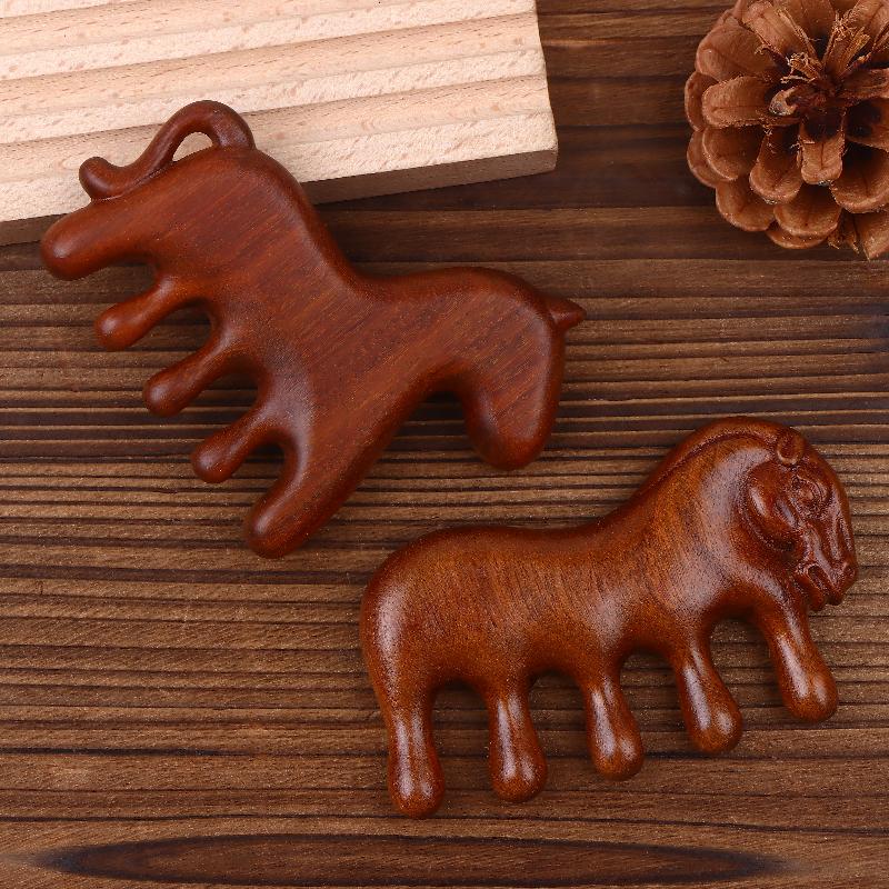 Sandalwood Horse Meridian Massage Comb Hair Comb Scalp Relax Acupoint Massager Portable Wooden Handle Comb Anti-static Styling