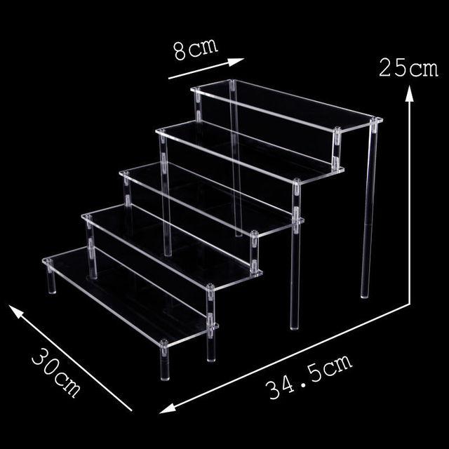 Ladder Acrylic Display Stand for Funko Figures,Cosmetics,Cupcake Perfume,Doll;Display Riser Rack Shelf for Decoration Organizer