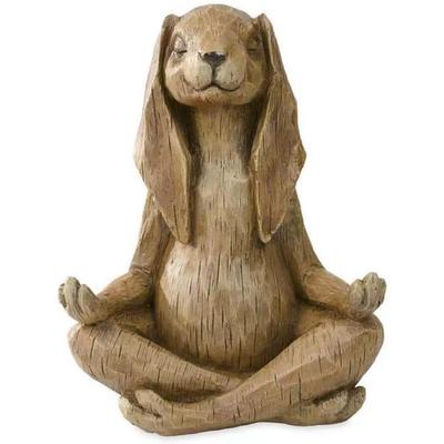 Sběratelská figurka - Figurka králíka jógy - Ručně vyrobená lotosová póza - Dekorace pro dům a zahradu, Ručně vyrobený králík na jógu, stolní police, zenová dekorace, figurky