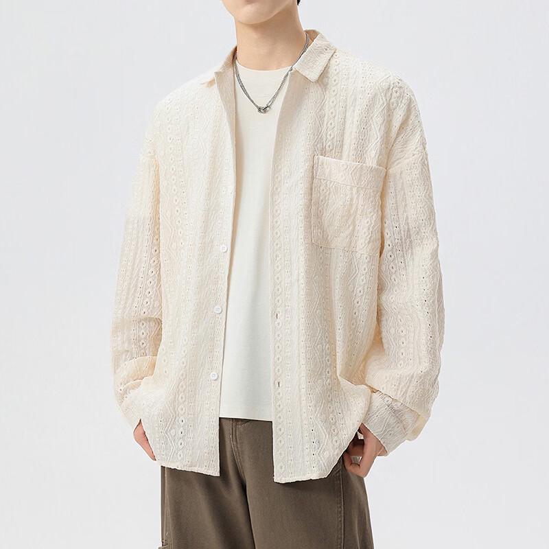 

Мужская повседневная рубашка свободного кроя с длинным рукавом XL