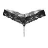 Crotchless Lace Pearl Massage Thong: Sexy Transparent Temptation Panties
