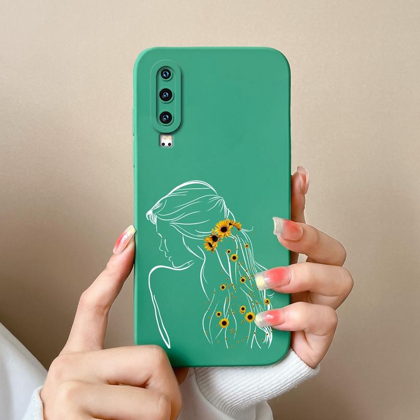 Compatible For Huawei P60 Y5 Y6 Y7 Y9 Y9A P30 P40 Trendy Girl Phone Case Lens Protection Soft Liquid Silicone Anti Drop Shell For Huawei Bumper Cover