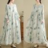 Spring  Vintage Floral Maxi Dress Loose Oversize Long Sleeve Casual Basic Printing Women Plus Size Long Dress