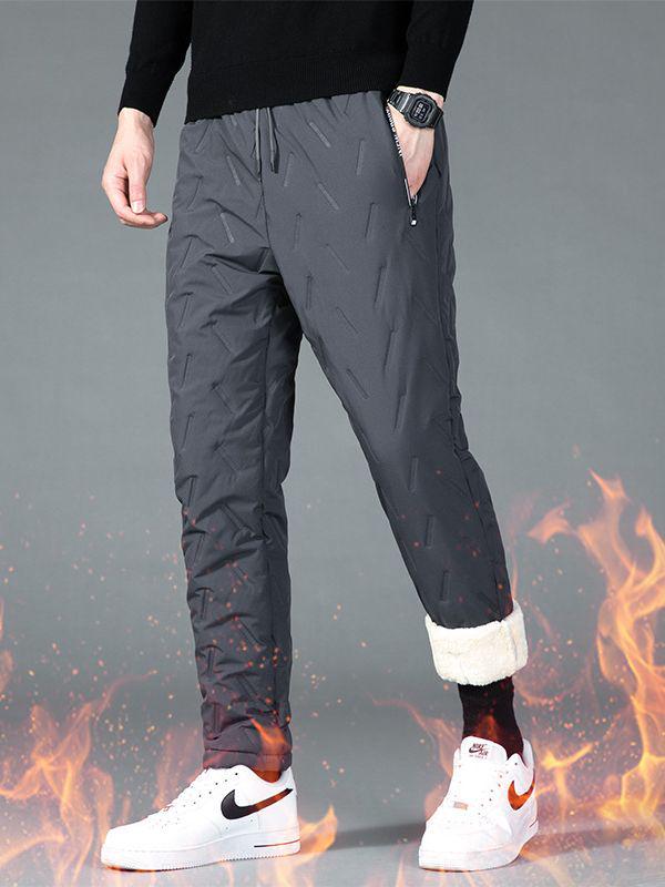 Men's Winter Windproof Lamb's Wool Fleece-Lined Warm Cotton Pants