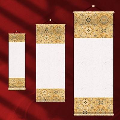 Chinese Style Vintage Rice Paper Scroll Calligraphy Paintings Mounting Scroll  Buddhists