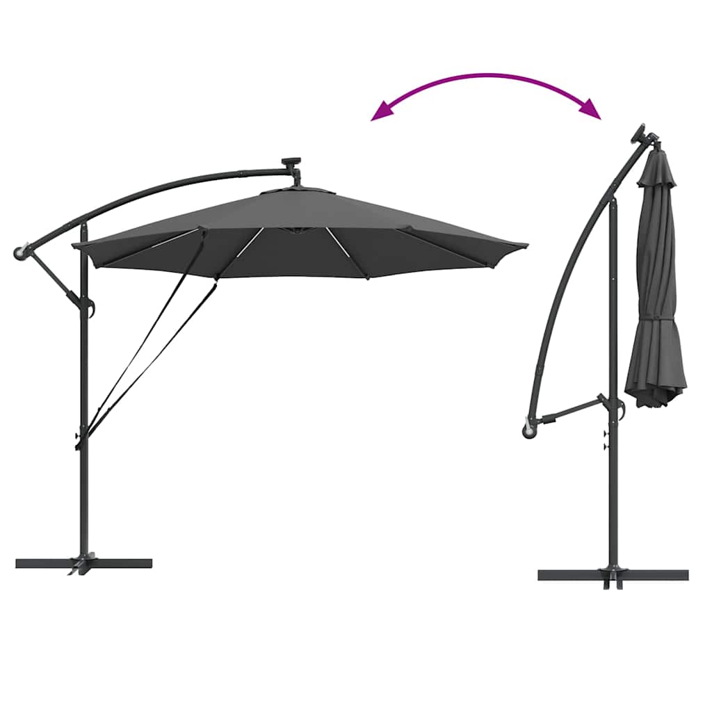 Anthracite LED Strip Sun Umbrella 294 X 294 X 248 Cm