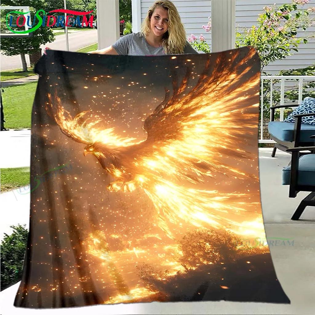 3D Popular Mythical Beast Phoenix Blanket,Flannel Throw Blanket for Home Bedroom Bed Sofa Picnic Office Hiking Leisure Nap Gift