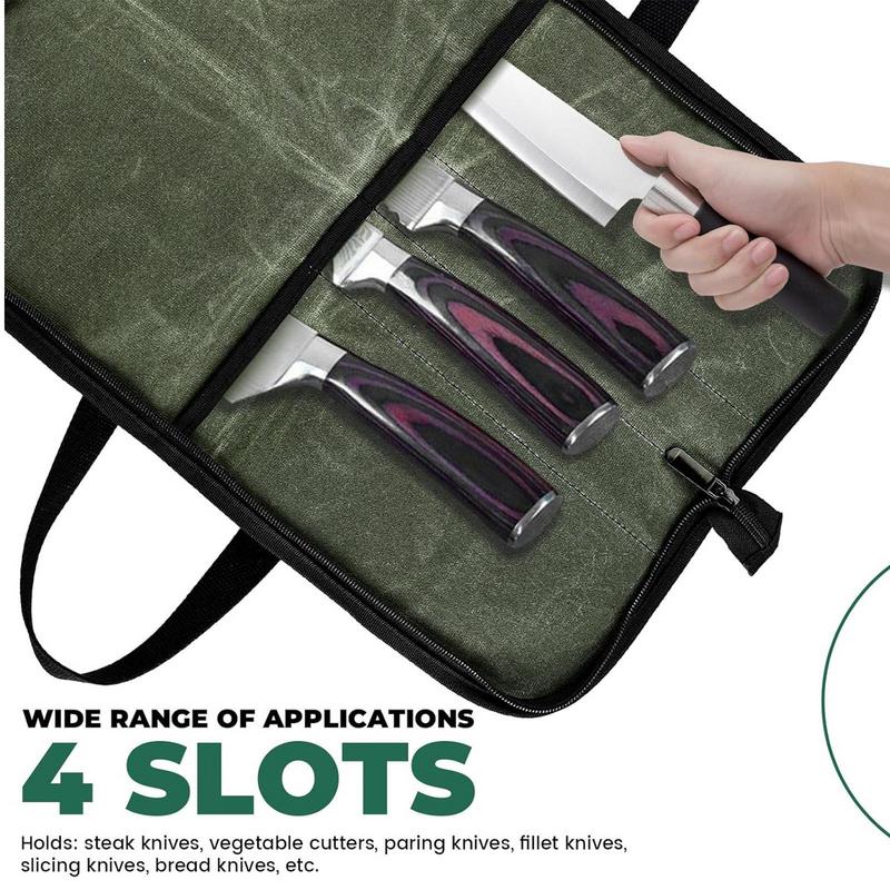 Knife Storage Bag Easy Carrying Knife Roll Bag Waterproof Canvas Knife Carrier Cooking Organizer Effortless Organization