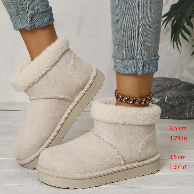 Fashion Faux Suede Flat Snow Boots for Women Plus Size Thick Sole Chunky Platform Ankle Boots Winter Warm Comfort Non Slip Cotton Boots