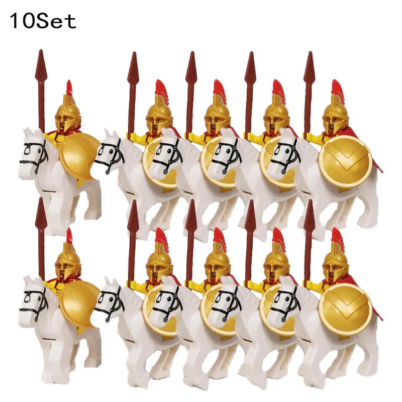 10 Sets Medieval Knights Dark Sauron Battle Figures Rohan Warrior With Horse Sword Building Blocks Kids Educational Toys Gifts