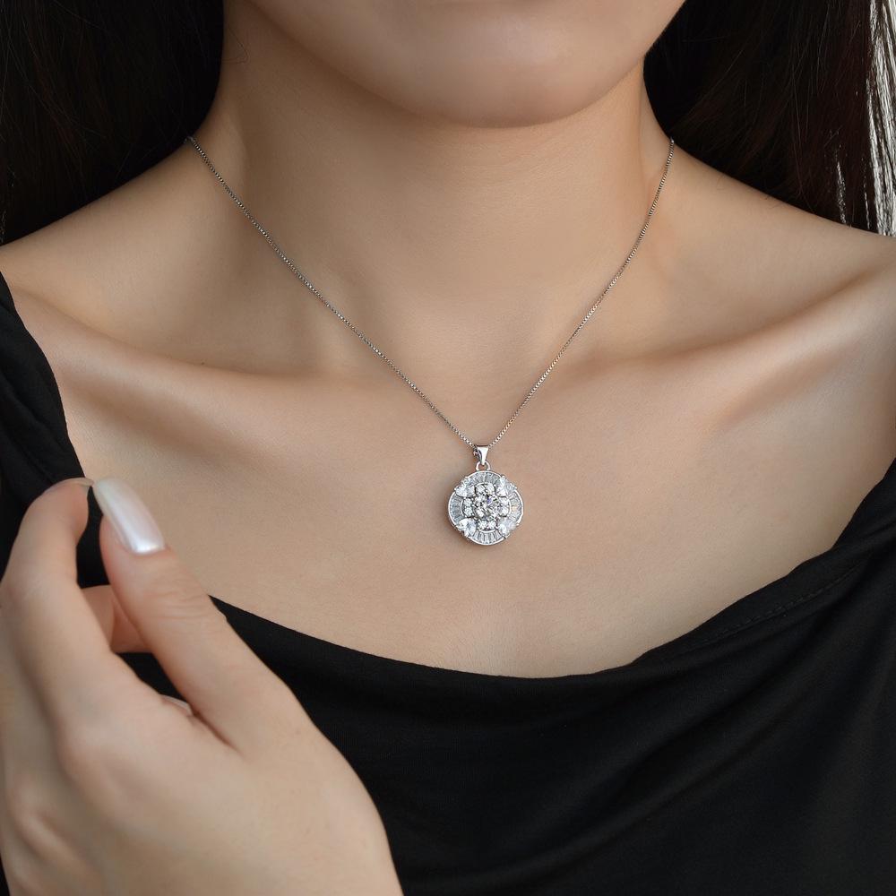 Luxury Women's Moissanite Pendant Necklace In Gold-Plated 925 Sterling Silver