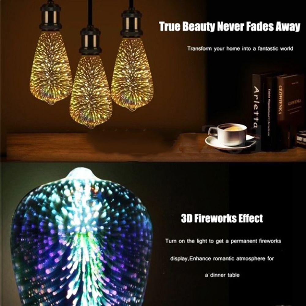 3W Ball light Screw connector E27 holder Glass Edison  3D Fireworks Bulb Party Lamp