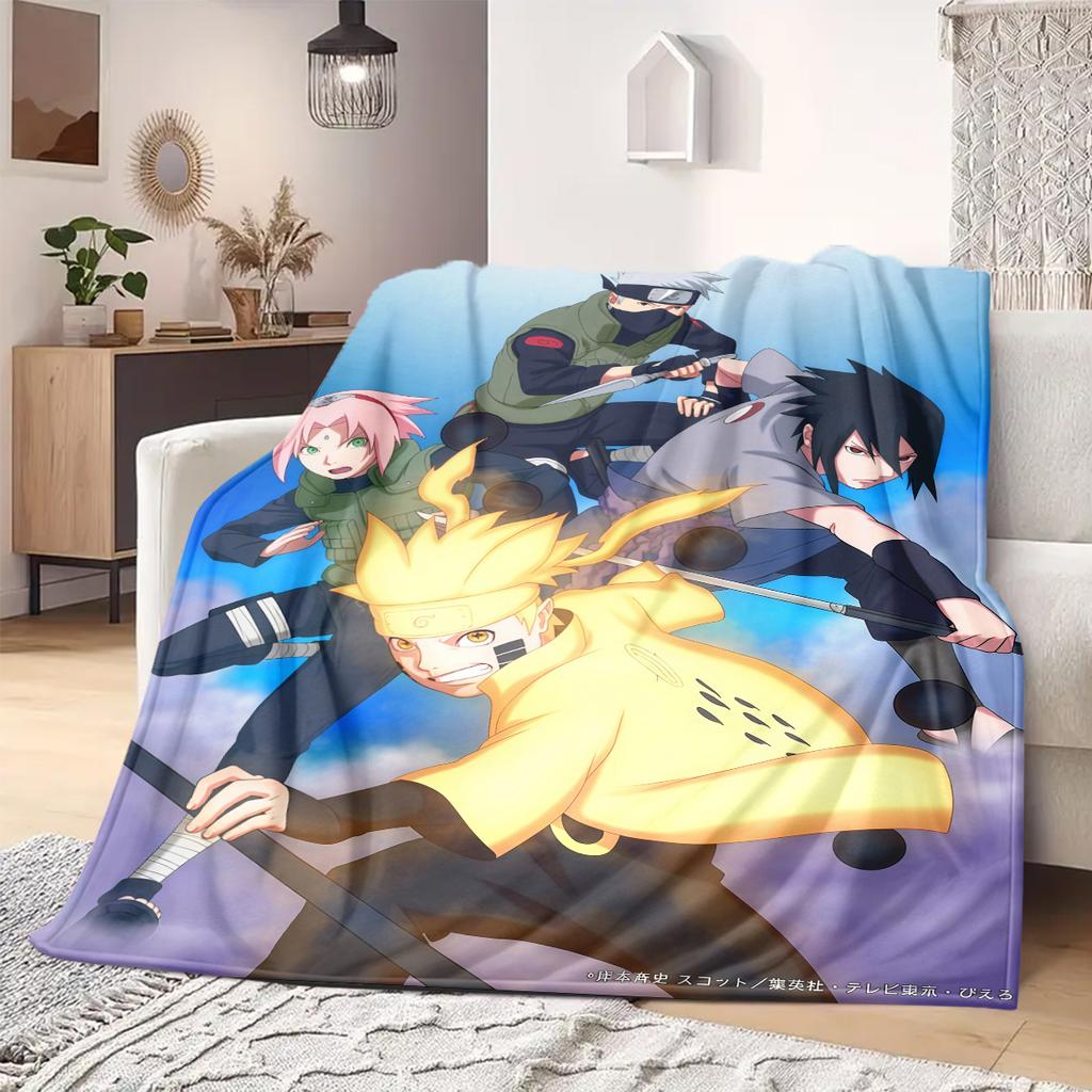 Naruto Cartoon Flannel Blanket Lovely Print For Home Sofa Bed Chair Picnic Travel -HE21
