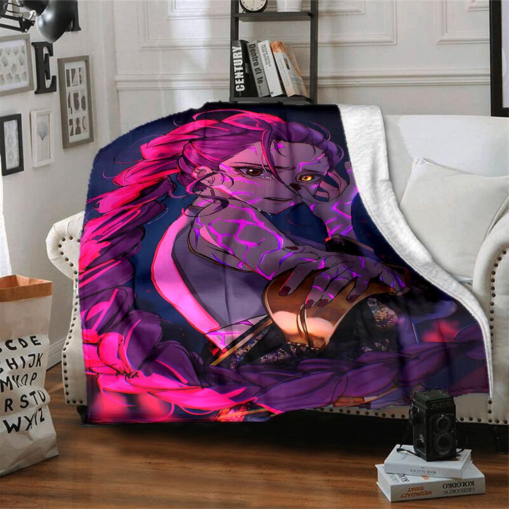 1pc KPop Demon Hunters Cozy Print Blanket Lightweight Warm Flannel Throw Blanket For Sofa, Bed, Living Room