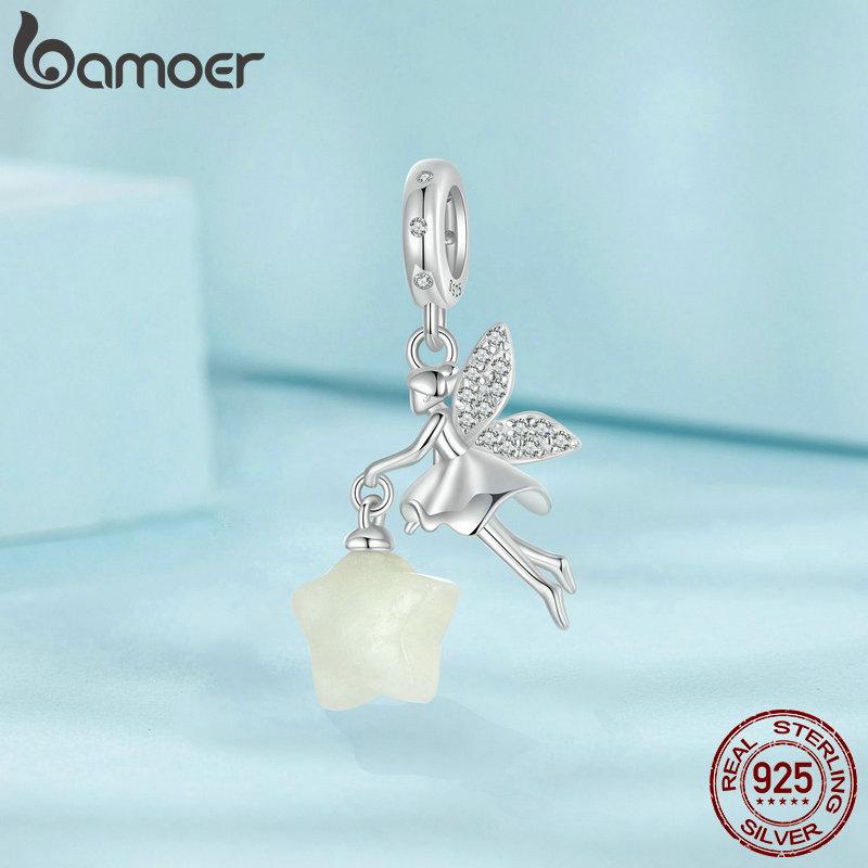 BAMOER Glow In The Dark 925 Sterling Silver Magical Fairy Charm Fit Original Bracelet DIY 925 Bamoer Luminous Beads
